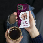 Anpassat namn för monogram foto Modern Blommigt Ma<br><div class="desc">Anpassat namn för den moderna Blommigten i Monogram Photo Modern ger ditt favoritfoto med en marmor- och lila-blomma som bakgrund. Anpassa med anpassningsbarnas monogram och namn genom att redigera texten i textrutan. Designad av ©Evco Studio www.zazzle.com/store/evcostudio</div>