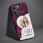 Anpassat namn för monogram foto Modern Blommigt Ma<br><div class="desc">I iPhone Telefonväskor med det anpassade namnet i Monogram Photo Modern Blommigt finns ditt favoritfoto på en marmor- och lila-blomma. Anpassa med anpassningsbarnas monogram och namn genom att redigera texten i textrutan. Designad av ©Evco Studio www.zazzle.com/store/evcostudio</div>