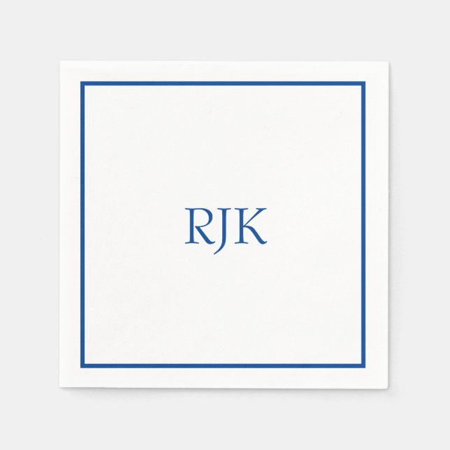 Anpassat namn för monogram Initialer, blått Trendi Pappersservett (Framsidan)