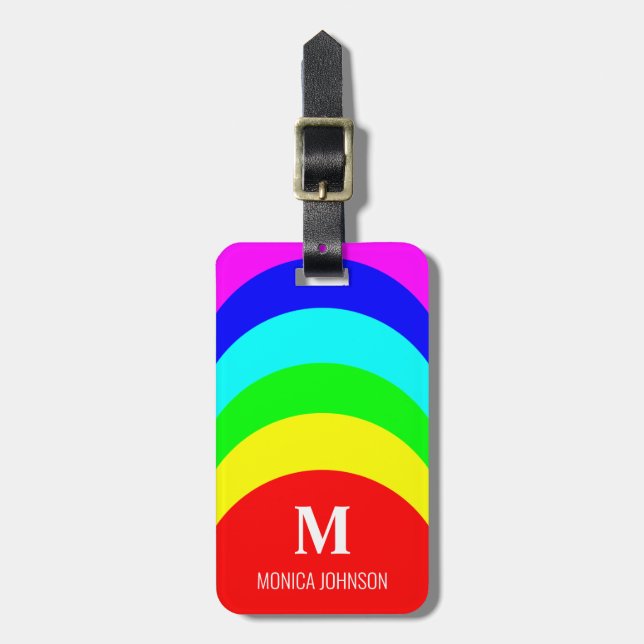 Anpassat namn för monogram Rainbow Rand Bagagebricka (Vertikal Framsida)