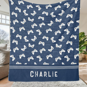 Anpassat namn för Monogram Video Gamer Mönster Fleecefilt