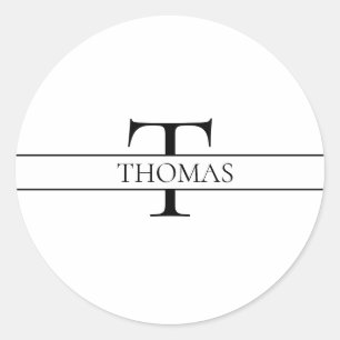 Anpassat namn för Monogrammed Personlig för elegan Runt Klistermärke