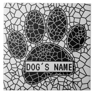 Anpassat namn för Mosaic Art Hund Paw Skriv ut Kakelplatta