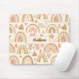 Anpassat namn för musknappsats Monogram Gift Boho  Musmatta