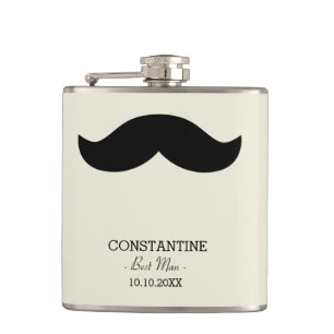 Anpassat namn för Mustache Best Man Gift Fickplunta