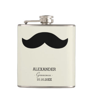 Anpassat namn för Mustache Groomsman Gift Fickplunta