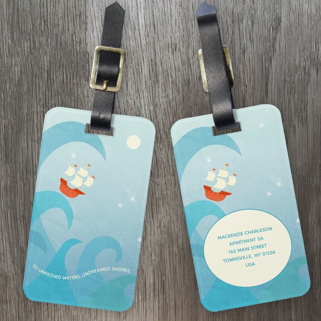 Anpassat namn för Nautisk sektionsoffert för havsa Bagagebricka (Nautical sailing Shakespere quote luggage tag)