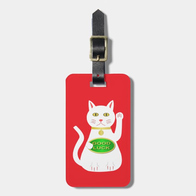 Anpassat namn för Oriental Lucky Cat Bagagebricka (Vertikal Framsida)