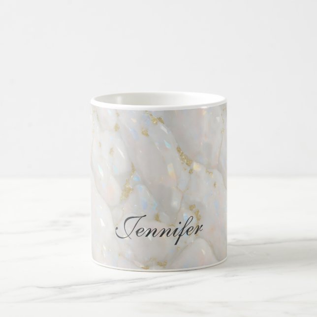 Anpassat namn för Pastel Eleganr Opal Stone Kaffemugg (Center)