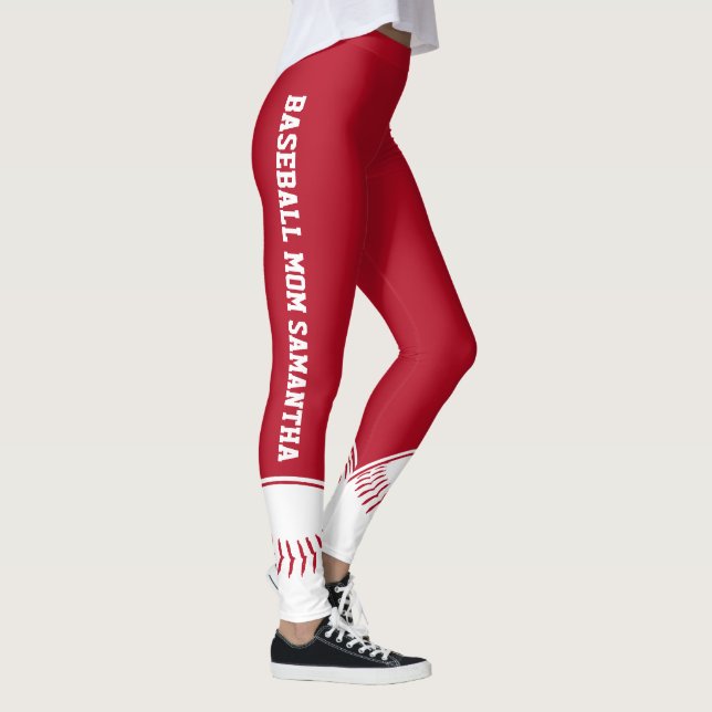 Anpassat namn för personlig Baseball Mamma Leggings (Höger)