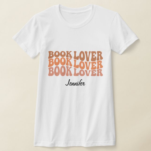 Anpassat namn för personlig Bok Älskare Läsning av T Shirt (Laydown)