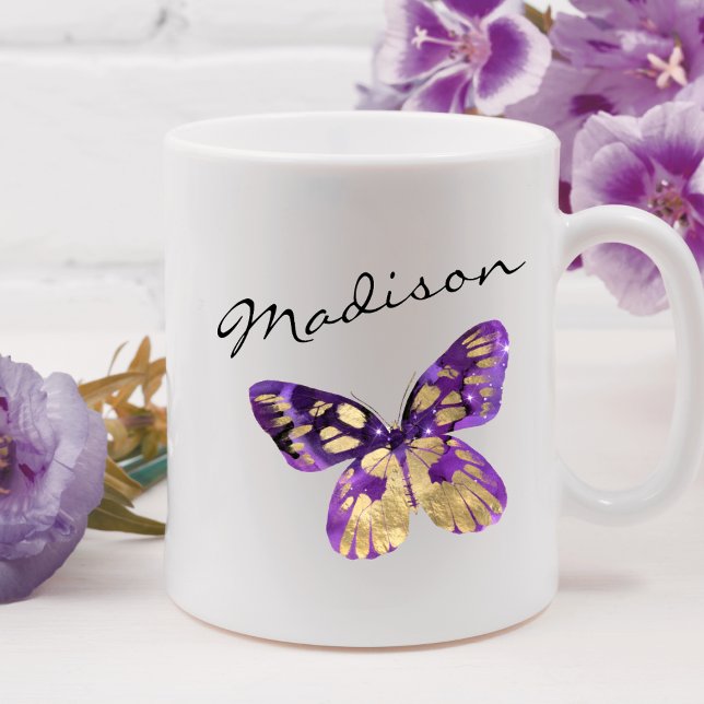Anpassat namn för personlig Butterfly-skript Kaffemugg (Skapare uppladdad)
