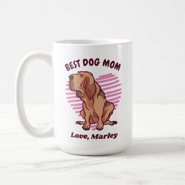 Anpassat namn för personlig Cute Bloodhound Hund M Kaffemugg (Vänster)