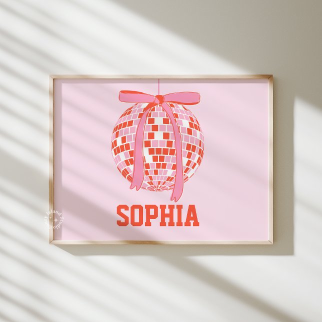 Anpassat namn för personlig Disco Girl Bedroom Pos Poster (Personalized Disco Girl Bedroom Custom Name Poster)