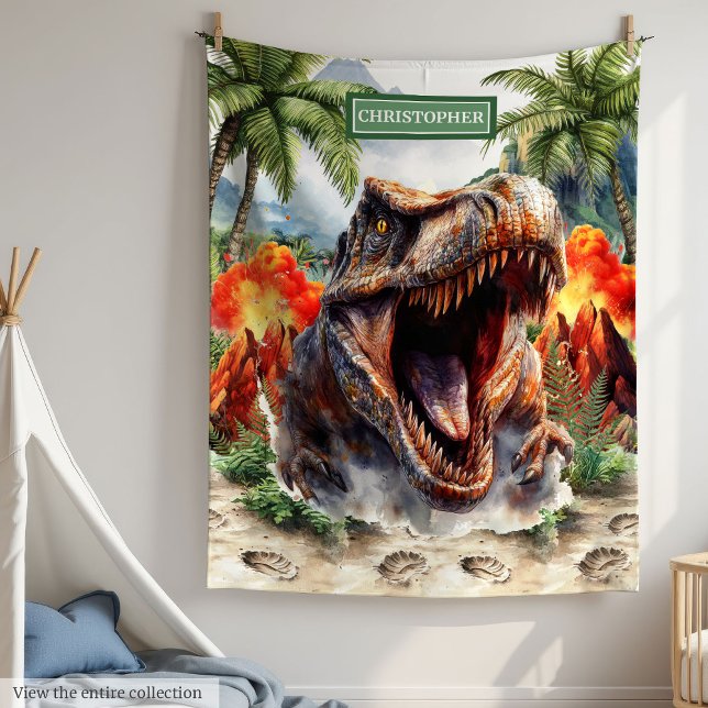 Anpassat namn för personlig Furir dosinosaur Blank Fleecefilt (Personalized Furious Dinosaur Blanket Custom Name)