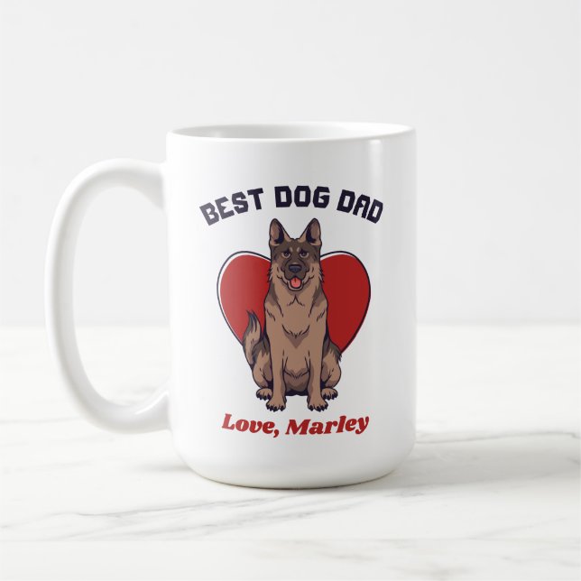 Anpassat namn för personlig Hund Pappa Kaffemugg (Vänster)