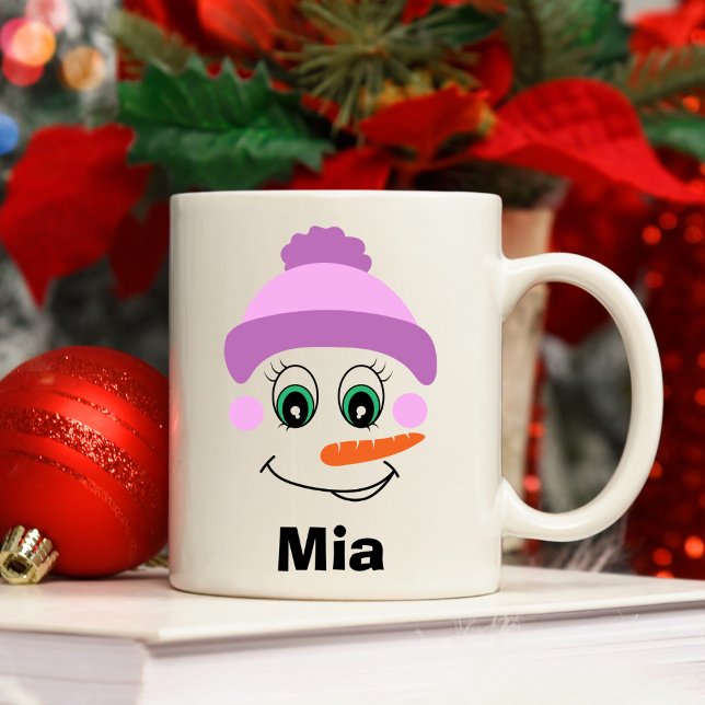 Anpassat namn för personlig jul Snögubbe Hat Kaffemugg (Personalized Christmas Snowman Hat Custom Name Coffee Mug
)