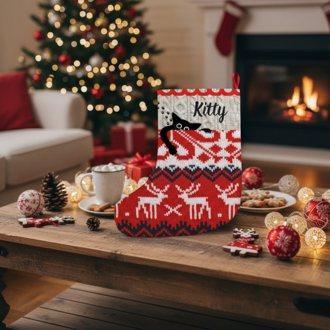 Anpassat namn för personlig Kat-julklapp Stor Julstrumpa (Skapare uppladdad)