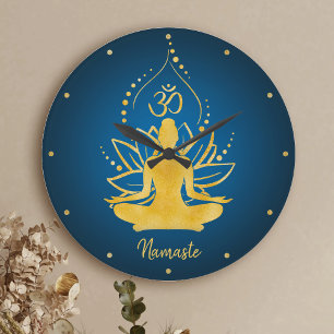 Anpassat namn för personlig Lotus & Om Yoga Namast Stor Klocka