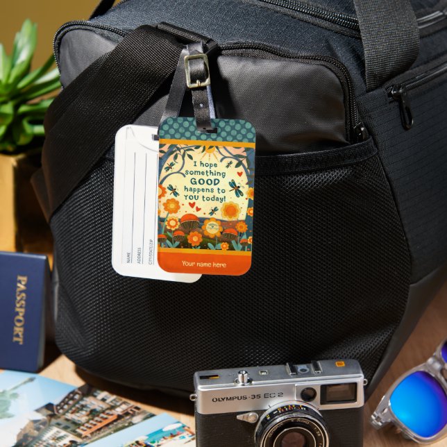 Anpassat namn för personlig Namn Blommigt Heart-of Bagagebricka (Framsida & Baksida)