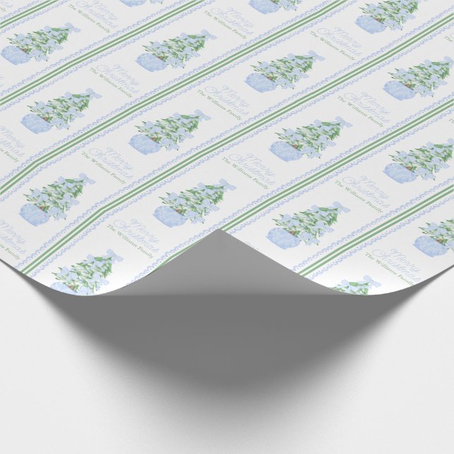 Anpassat namn för personlig Preppy Julgran Presentpapper (Hörn)