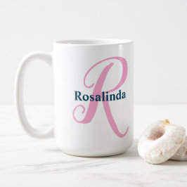 Anpassat namn för personlig Rosa Monogram Brev R Kaffemugg
