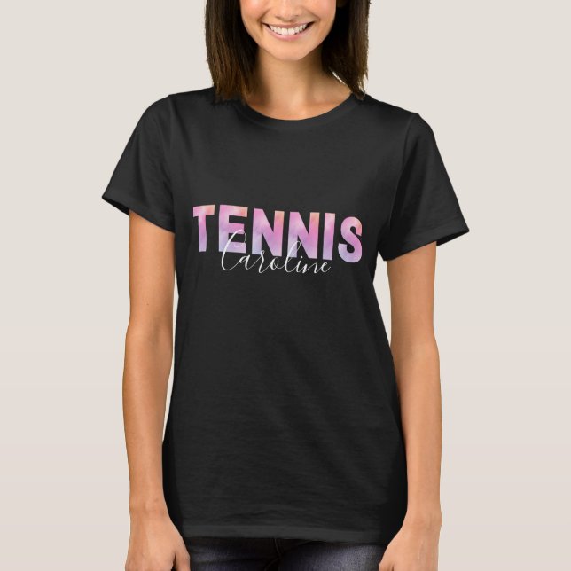 Anpassat namn för personlig Tennis Player Girl Cut T Shirt (Framsida)