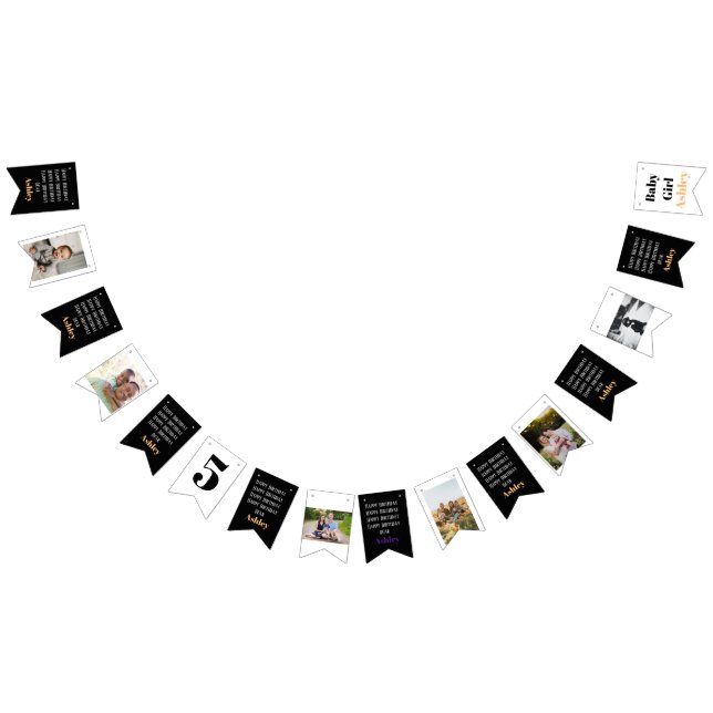 Anpassat namn för personligen Photo Snyggt Modern. Vimplar (Alla)