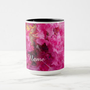 Anpassat namn för Personligen rosa Flowers Blommar Mugg