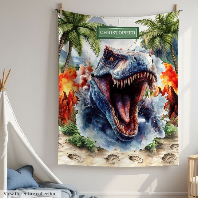Anpassat namn för Personligen T-Rex Blanket-Blanke Fleecefilt (Fierce T-Rex Blanket Personalized Custom Name)