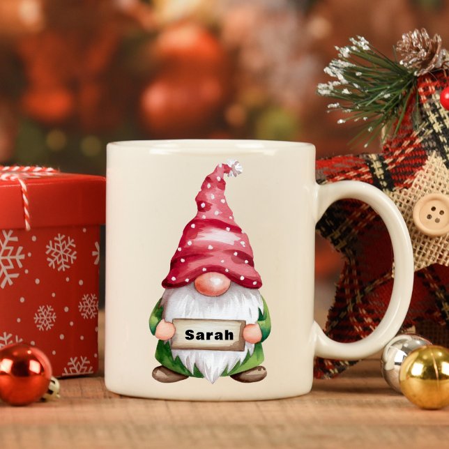 Anpassat namn för personligens jultomte kaffemugg (Personalized Christmas Gnome Custom Name Coffee Mug
)