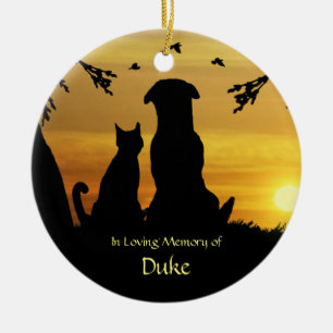 Anpassat namn för Pet Hund Cat Memorial Andlig Dik Julgransprydnad Keramik