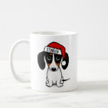 Anpassat namn för Piebald Dachshund Santa Hund Kaffemugg<br><div class="desc">Dachshund Älskare Helgdag Coffee Mugg. Cute piebald wiener hund med julhatt. Lägg till ett eget namn till mugg för en sorts gåva!</div>