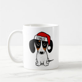 Anpassat namn för Piebald Dachshund Santa Hund Kaffemugg