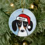 Anpassat namn för Piebald Dachshund Santa Wiener H Julgransprydnad Keramik<br><div class="desc">En berömvärd piebald Dachshund-julprat som kan vara personlig med er egen text. Lägg till namn för en roligt anpassningsbar-gåva. Gör ett högt prydnadsföremål för visning på Julgran i åratal till kom. Besök Jenns Doodle World om du vill ha ännu fler helgdag med den söta wienerkonsten hund design och hund aveln...</div>