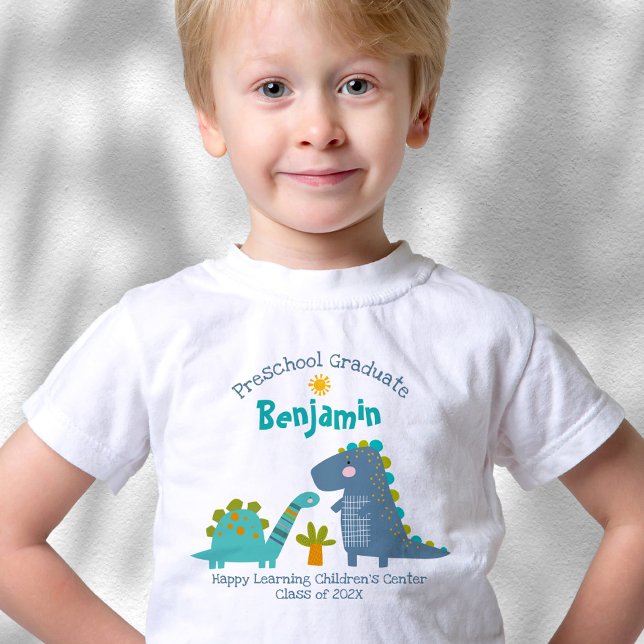 Anpassat namn för Preschool Boy Studenten Dinosaur T Shirt (Skapare uppladdad)