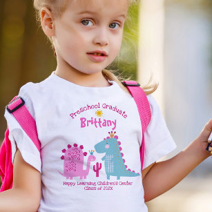 Anpassat namn för Preschool Girl Studenten Dinosau T Shirt