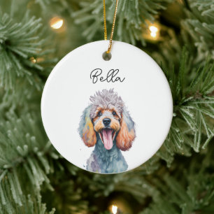 Anpassat namn för pudel Hund Pet-Helgdag - jul Julgransprydnad Keramik