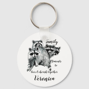 Anpassat namn för Quote Cute Raccoons för familjen Nyckelring