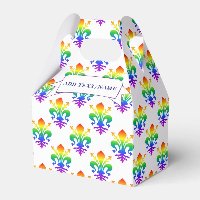 Anpassat namn för Rainbow Fleur-de-lis Presentaskar (Framsidan Sidan)