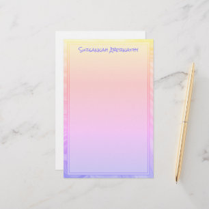 Anpassat namn för Rainbow Lila Rosa Orange Gräns Brevpapper
