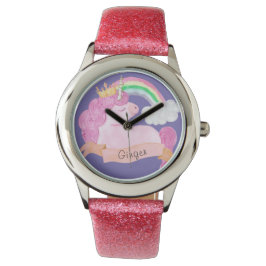 Anpassat namn för 🌈 Rainbow Unicorn Armbandsur