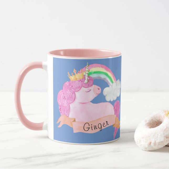 Anpassat namn för 🌈 Rainbow Unicorn      Mugg (Med munk)