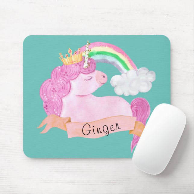 Anpassat namn för 🌈 Rainbow Unicorn Musmatta (Med mus)