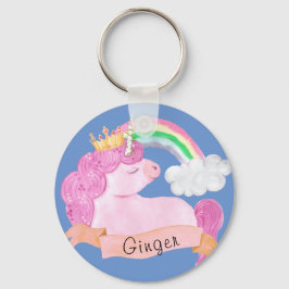 Anpassat namn för 🌈 Rainbow Unicorn Nyckelring