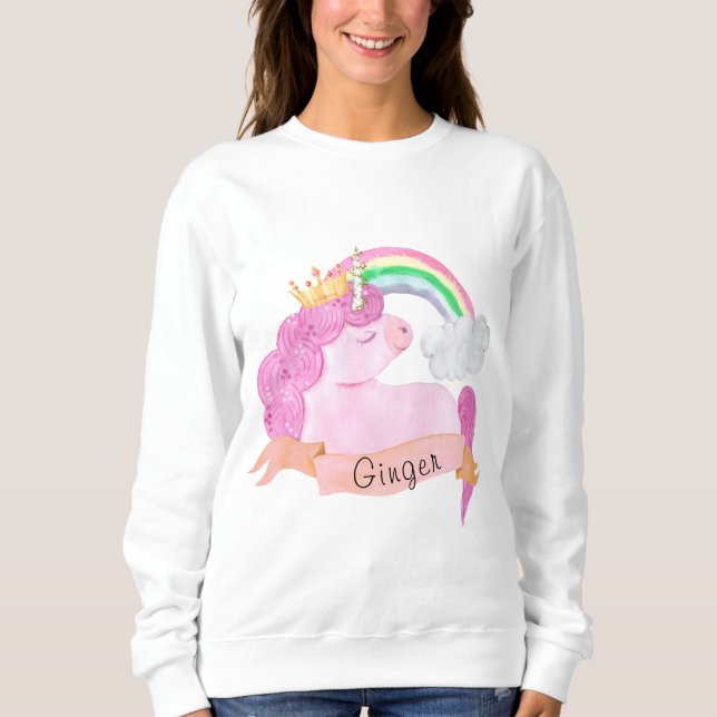 Anpassat namn för 🌈 Rainbow Unicorn    T Shirt (Framsida)