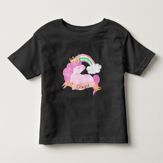 Anpassat namn för 🌈 Rainbow Unicorn    T Shirt (Framsida)