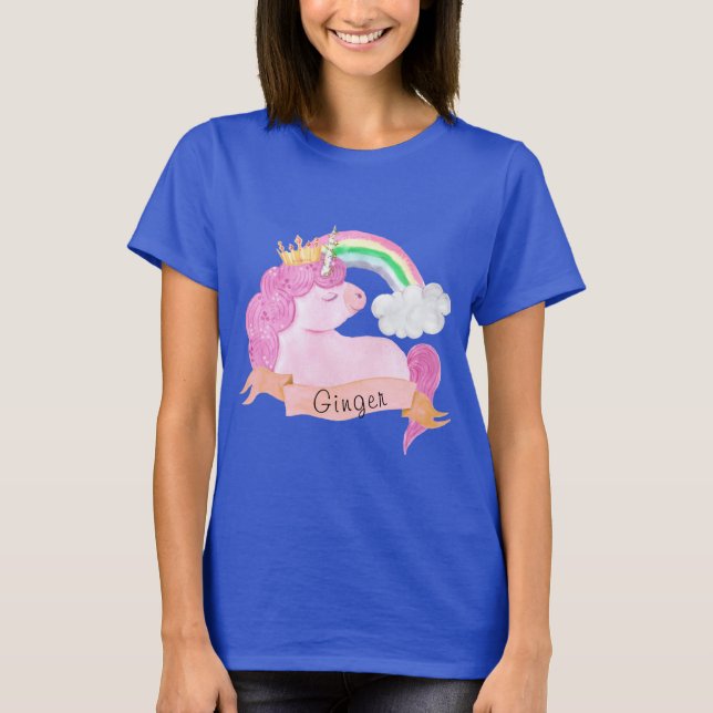Anpassat namn för 🌈 Rainbow Unicorn  T Shirt (Framsida)