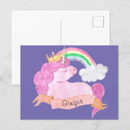 Anpassat namn för 🌈 Rainbow Unicorn Vykort