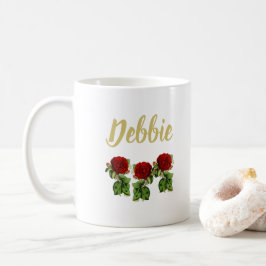 Anpassat namn för Red Blor and grönt löv Kaffemugg